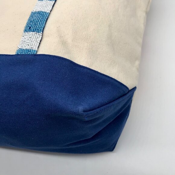 America & Beyond Cream and Blue Beaded Lobster Tote Bag - Picture 8 of 11